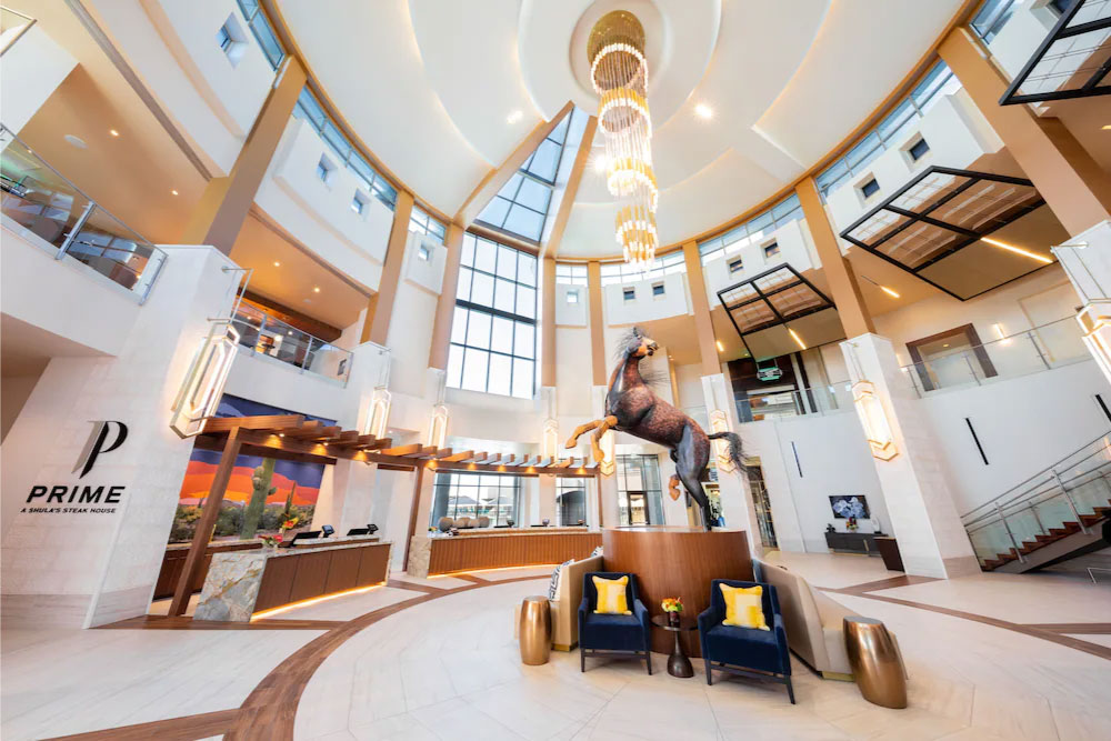 Interior of Wild Horse Pass lobby with a horse statue